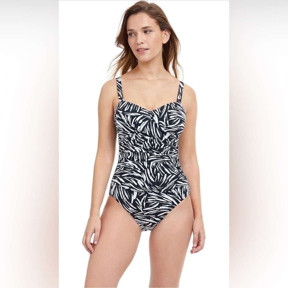 Profile by Gottex Women's Standard Black Swan D-Cup One Piece Size 10D